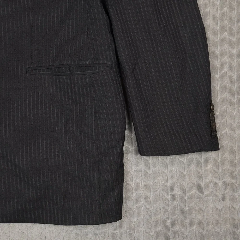 Hugo Boss Blazer Mens 50R Gray Pinstripe 3 Button Wool Suit Jacket Made In USA